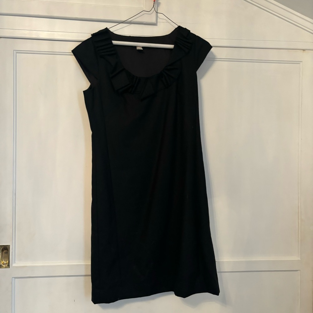Black ruffled collar J Crew dress